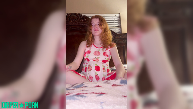 Redhead rubbing hairy pussy in fresh diaper - LittleDiaperIdol