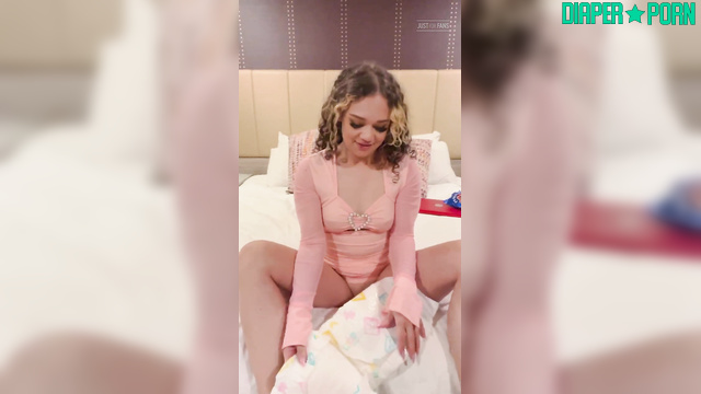 Slut Kiki squats wide, diaper snug under tatts - LittleKikiCali