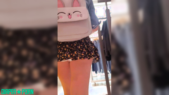 Mini skirt upskirt tease, no panties thrill - BabyFluffyBunny