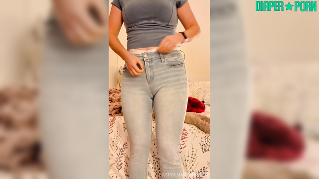 Teasing rub over bulging jeans, nappy tight - bbabybbear