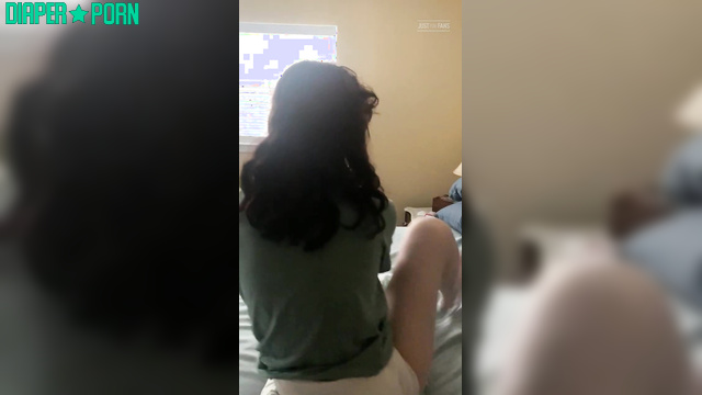 Topless brunette teasing with fingers pressing - LittleDiaperIdol