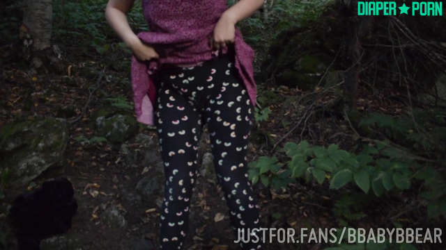 Bbabybbear - Sunset hike wearing pampers under skirt