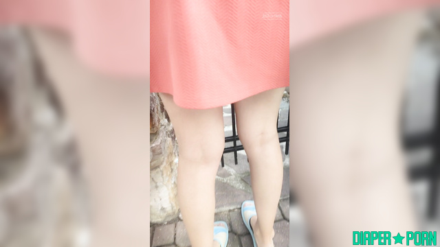 DiaperRosie - Walking around with a diaper hidden underneath her summer dress