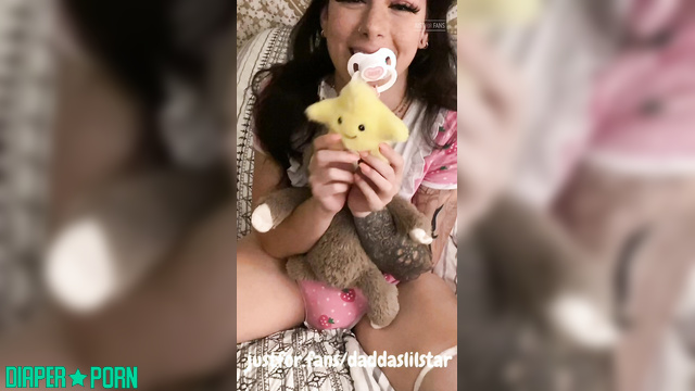 Brunette teases in stockings with thick padded diaper - daddaslilstar