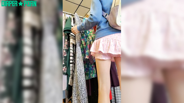 BabyFluffyBunny - Walks through the store casually wearing a soft diaper