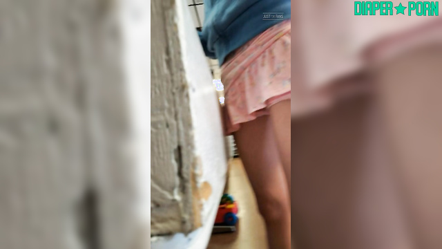 BabyFluffyBunny - Walks through the store casually wearing a soft diaper