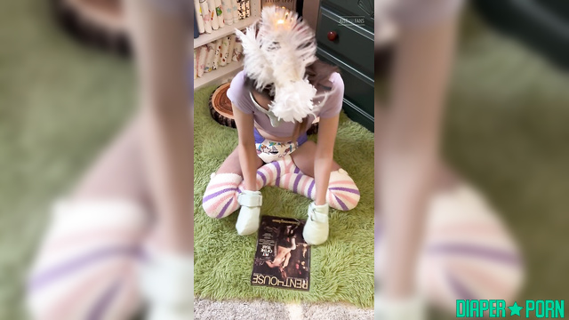 Brunette rubbing toy loud with diaper crinkling - LolaAndThenSome