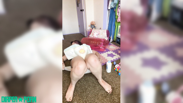 Multicolor hair babe stuffing deep with toy, diaper tight - succubunnie