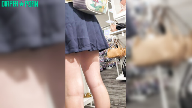 Brunette walking with hidden diaper thrill - BabyFluffyBunny