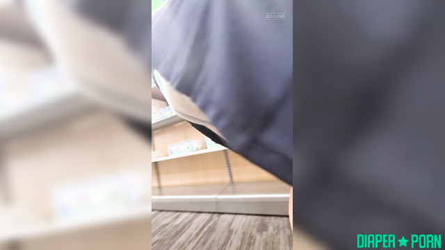 Brunette walking with hidden diaper thrill - BabyFluffyBunny