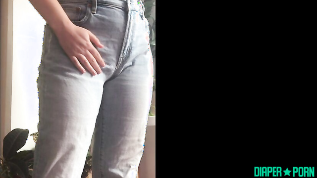 Grinding hard in tight jeans, diaper crinkling loud - bbabybbear