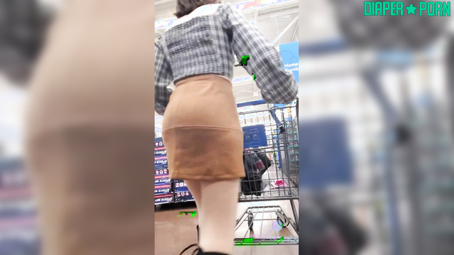 Brunette walking, crinkling under clothes, diaper bulging - BabyFluffyBunny