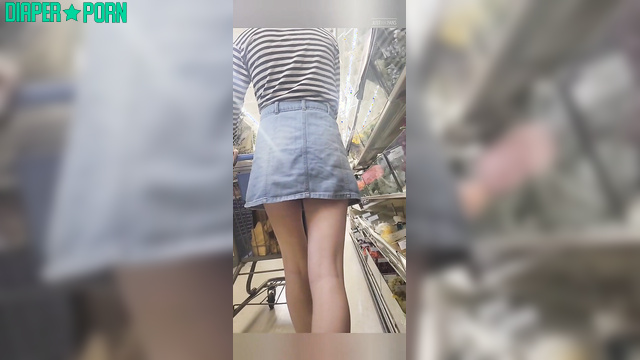 Brunette crinkling loud under clothes in the store - BabyFluffyBunny