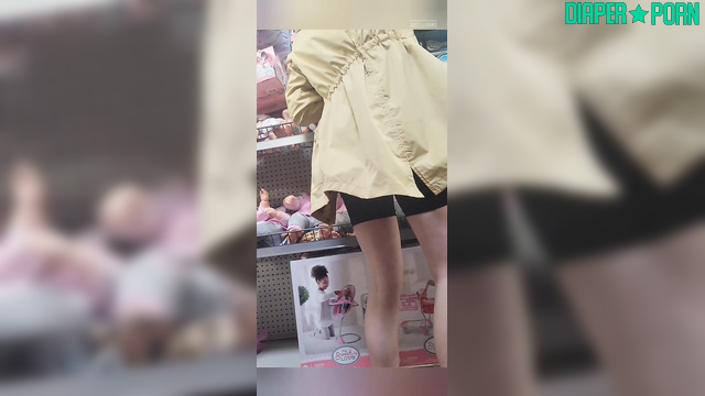 Brunette crinkling loud under clothes in the store - BabyFluffyBunny