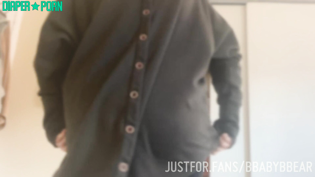 Brunette solo teasing with dirty diaper mess - bbabybbear
