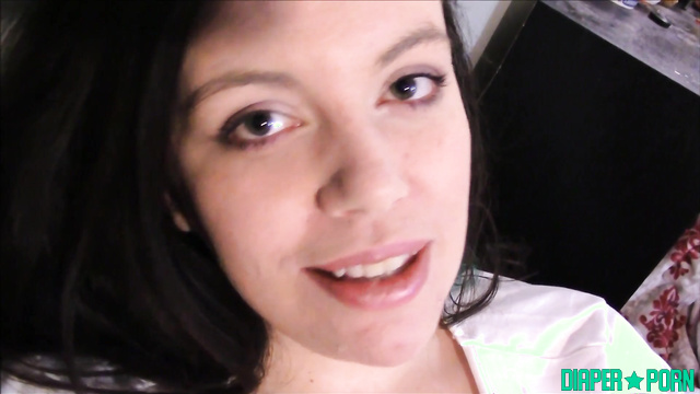 Brunette teasing tits while crinkling pampers - Lovely Lilith