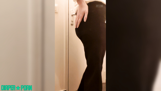 Brunette's pantyhose tease with messy diaper change - DiaperRosie