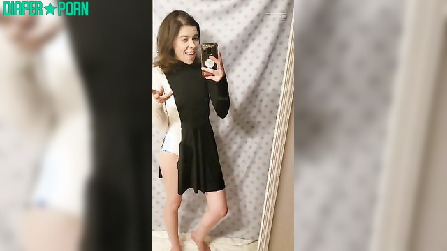 Brunette strips slow revealing thick nappy - BabyFluffyBunny