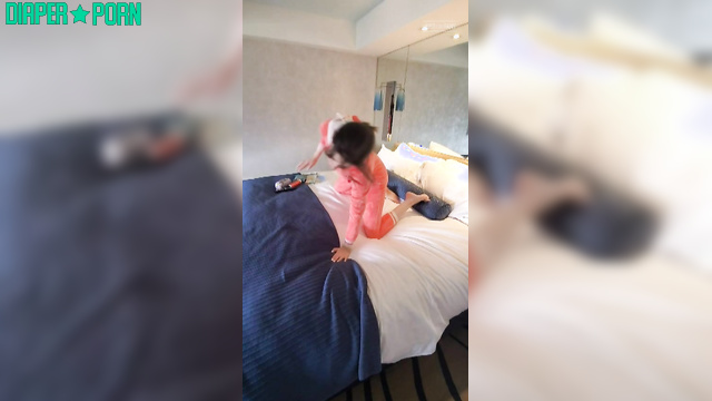Playing on floor in thick nappy, giggling soft - BabyFluffyBunny