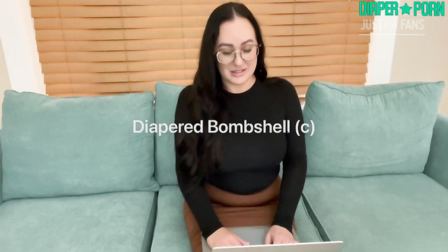 Glasses on, dildo sucking deep in thick diaper - sunbunnystella
