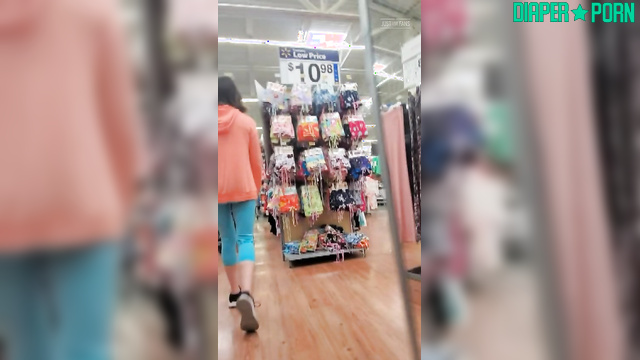 BabyFluffyBunny - Walking through the store in a nappy, feeling playful and a little shy