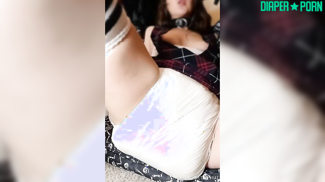 Wetbbybrat - Teasing with a full nappy, feeling the weight and snug fit before changing