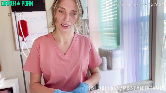 Misspandapants - Nurse gives gentle talk while checking and adjusting thick comfy pampers