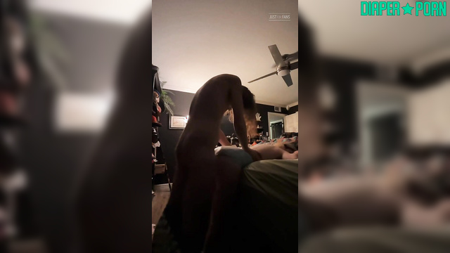 Topless blonde moaning doggy style in diaper - LittleDiaperIdol