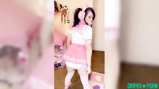 Succubunnie - Dances playfully in nappy, enjoying the freedom and comfort