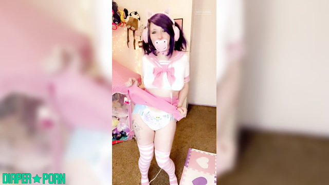 Succubunnie - Dances playfully in nappy, enjoying the freedom and comfort