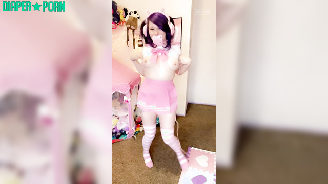 Succubunnie - Dances playfully in nappy, enjoying the freedom and comfort