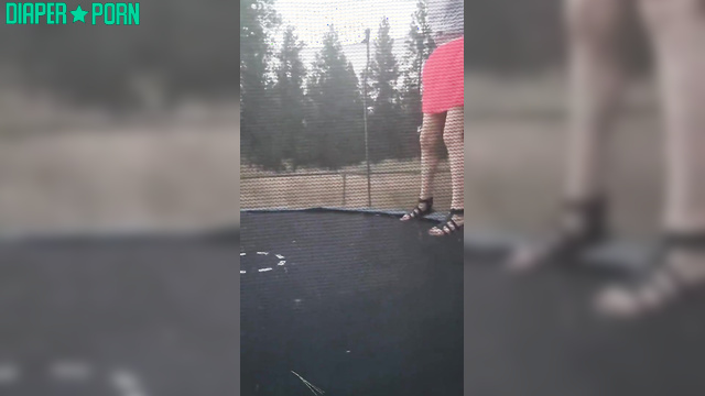 Brunette outdoors laughing, nappy exposed and playful - BabyFluffyBunny