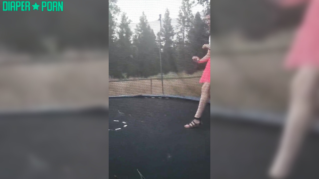 Brunette outdoors laughing, nappy exposed and playful - BabyFluffyBunny