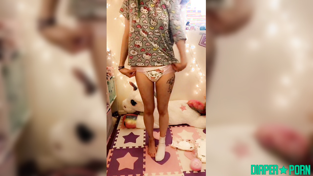 Succubunnie - Embarrassing pampers change after getting caught completely soaked