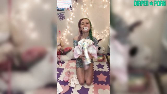 Succubunnie - Embarrassing pampers change after getting caught completely soaked