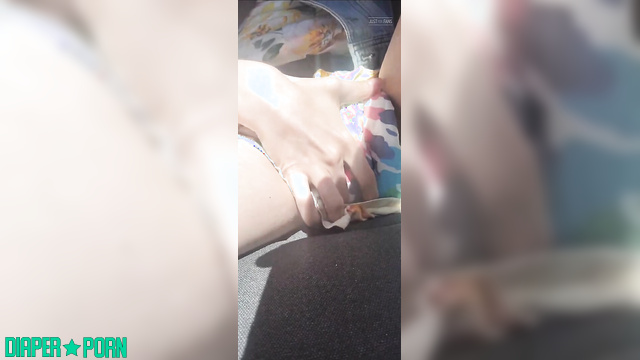 Brunette outdoors, nappy squishing with every step - BabyFluffyBunny