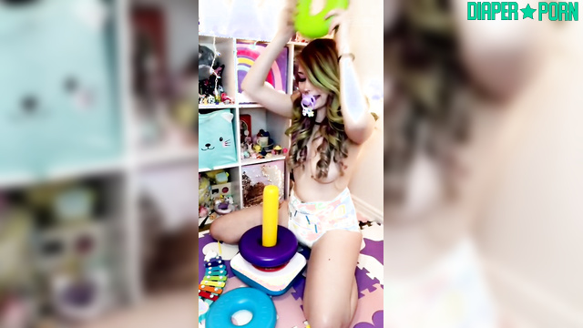 Topless regression with tattoos and nappy play - succubunnie
