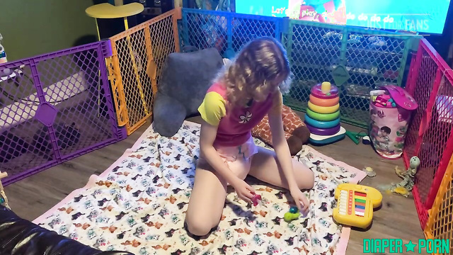 Blonde spanking and whining in daddy's arms - LittleDiaperIdol