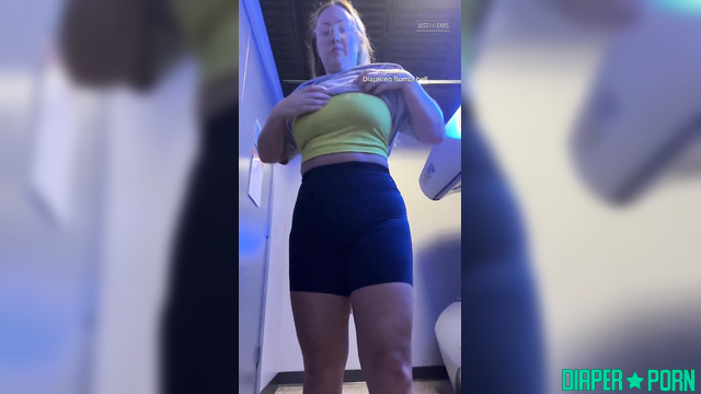 Blonde solo with glasses, nappy snug over shaved pussy - sunbunnystella