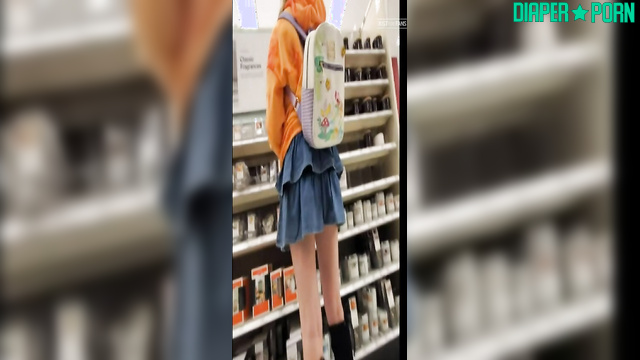 Naughty redhead leaking under nappy in public - BabyFluffyBunny