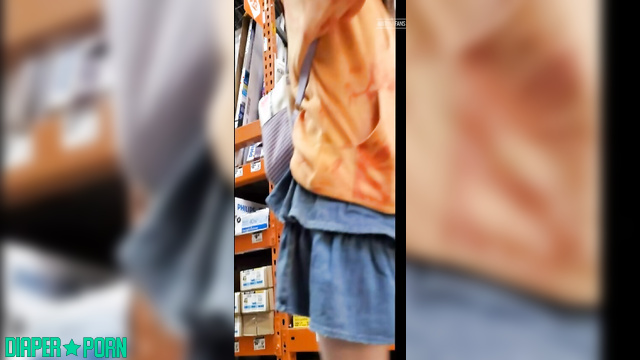 Naughty redhead leaking under nappy in public - BabyFluffyBunny