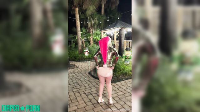 Blonde outdoors in thick nappy crawling wild - LittleDiaperIdol