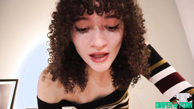 POV mommy humiliation, wet orgasm in messy diaper - Diaper Slave Harley