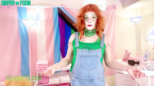 Trans femdom POV with diapered clown girl - Knicknatz