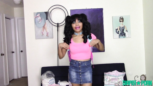 Daddy's ebony princess in soaked panties - Kitten Play