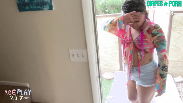 Ebony slut party wetting in regression - Ageplay 247