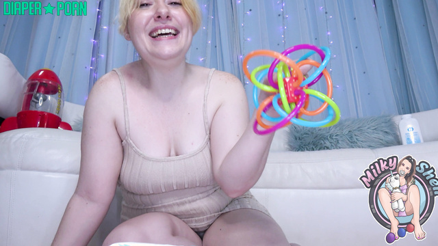 Femdom Humiliation: Alice Rivers' Diapered Toy Time - Milky Shell