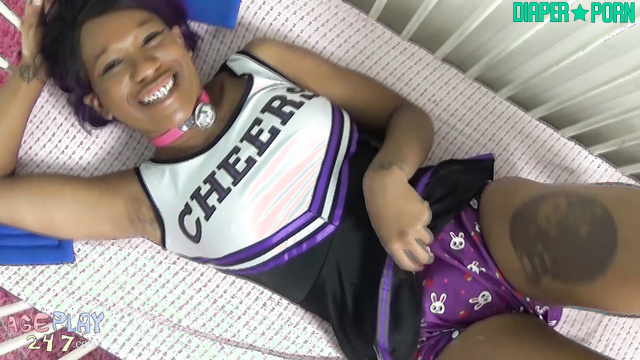 Cheerleader moaning loud while diaper wetting - Ageplay 247