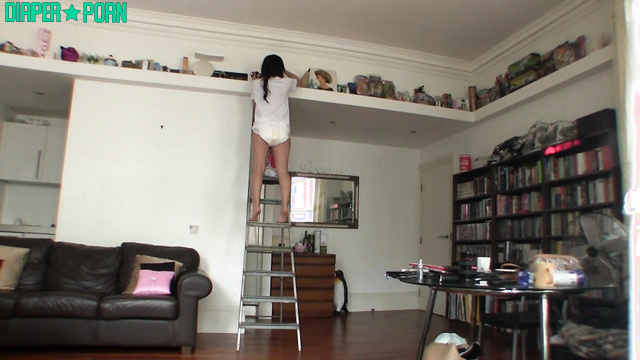 Skymouse Productions Online Store - Spring cleaning the house while wearing her diaper