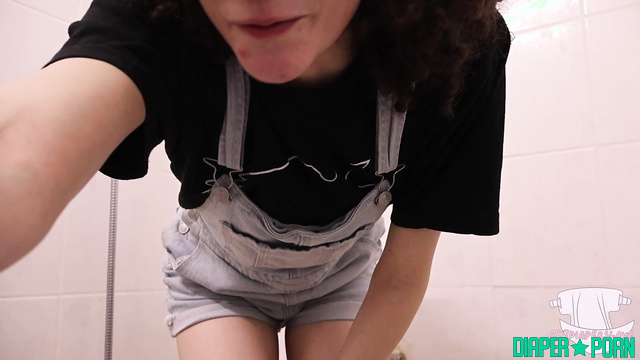Harley soaking pull-up in shower, moaning wet - Diaper Slave Harley